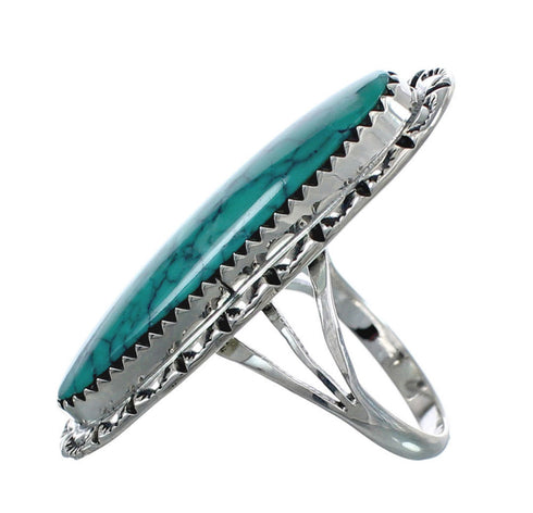 Native American Sterling Silver And Turquoise Ring Size 5-3/4 AX124607